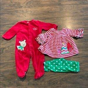 6 month baby girl dress sleeper Christmas bundle